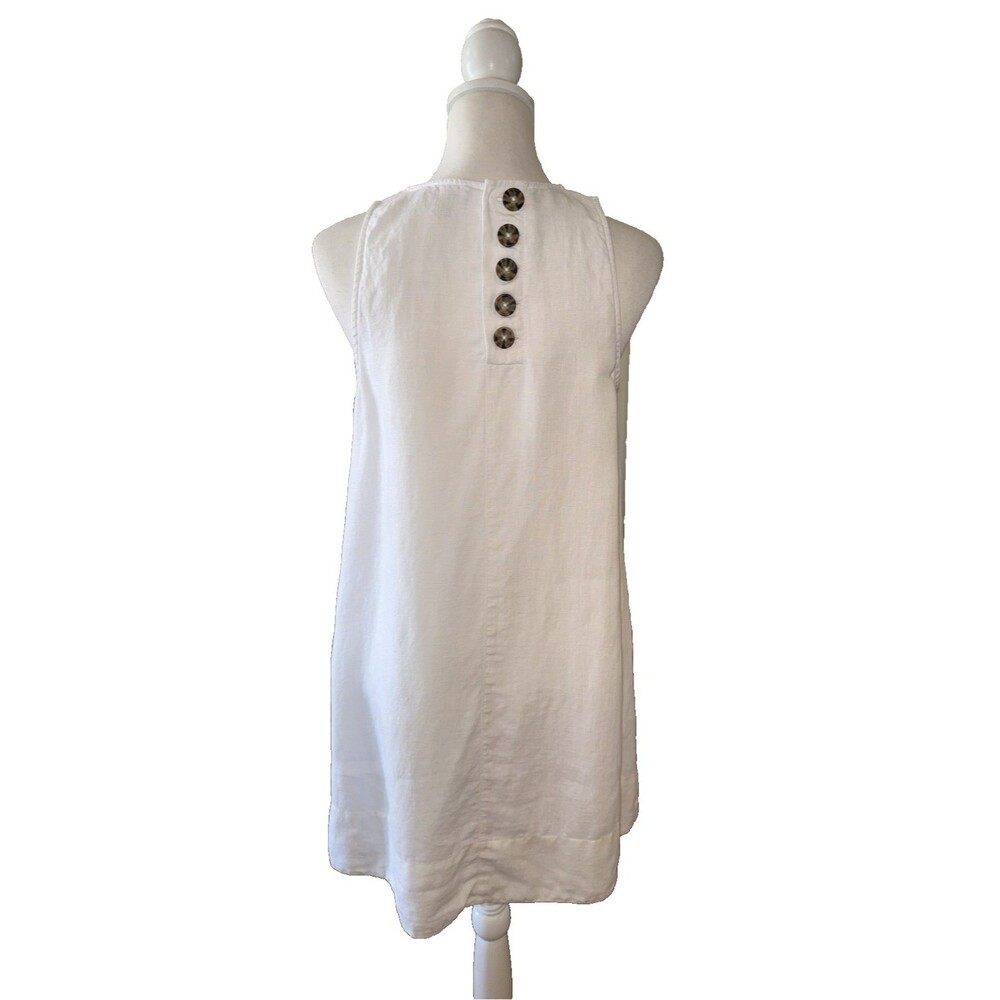 J.Crew White Linen Sleeveless Shift Dress Lightweight Back Button Minimalist S - Picture 3 of 14
